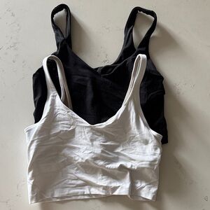 Black ribbed & white lulu lemon align tank tops